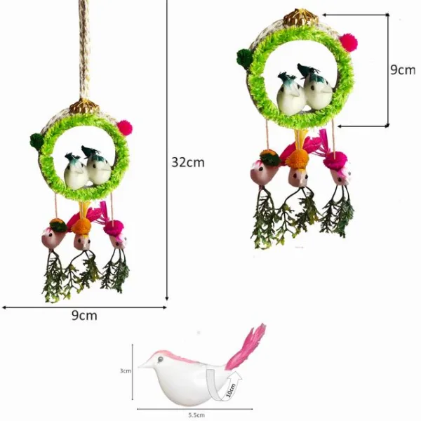 Wall Hanging Home Décor Artificial Bird Nest for Balcony and Garden Pack of 2 (Green) - Image 4