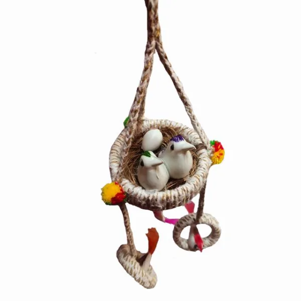 Handmade Artificial Flora Jute Balcony Hanging Birds Nest for Home Decor for Hanging in Hall Patio Garden Tree Plants Combo Decorative Showpiece - Image 4