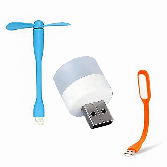 Triple Combo of Portable USB Light USB Fan & Mini USB Bulb – The