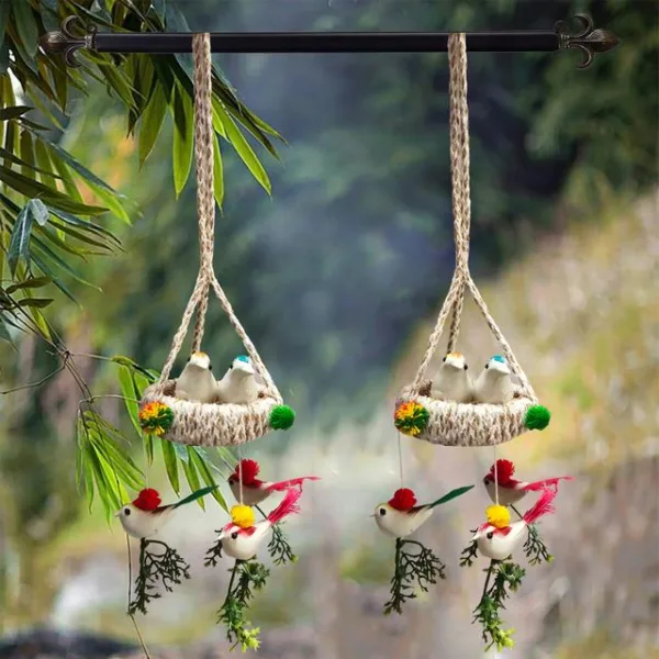 Wall Hanging Home Décor Artificial Bird Nest for Balcony and Garden Pack of 2