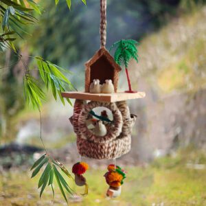 Handcrafted Bird Hanging Decor Bird Nest with hut