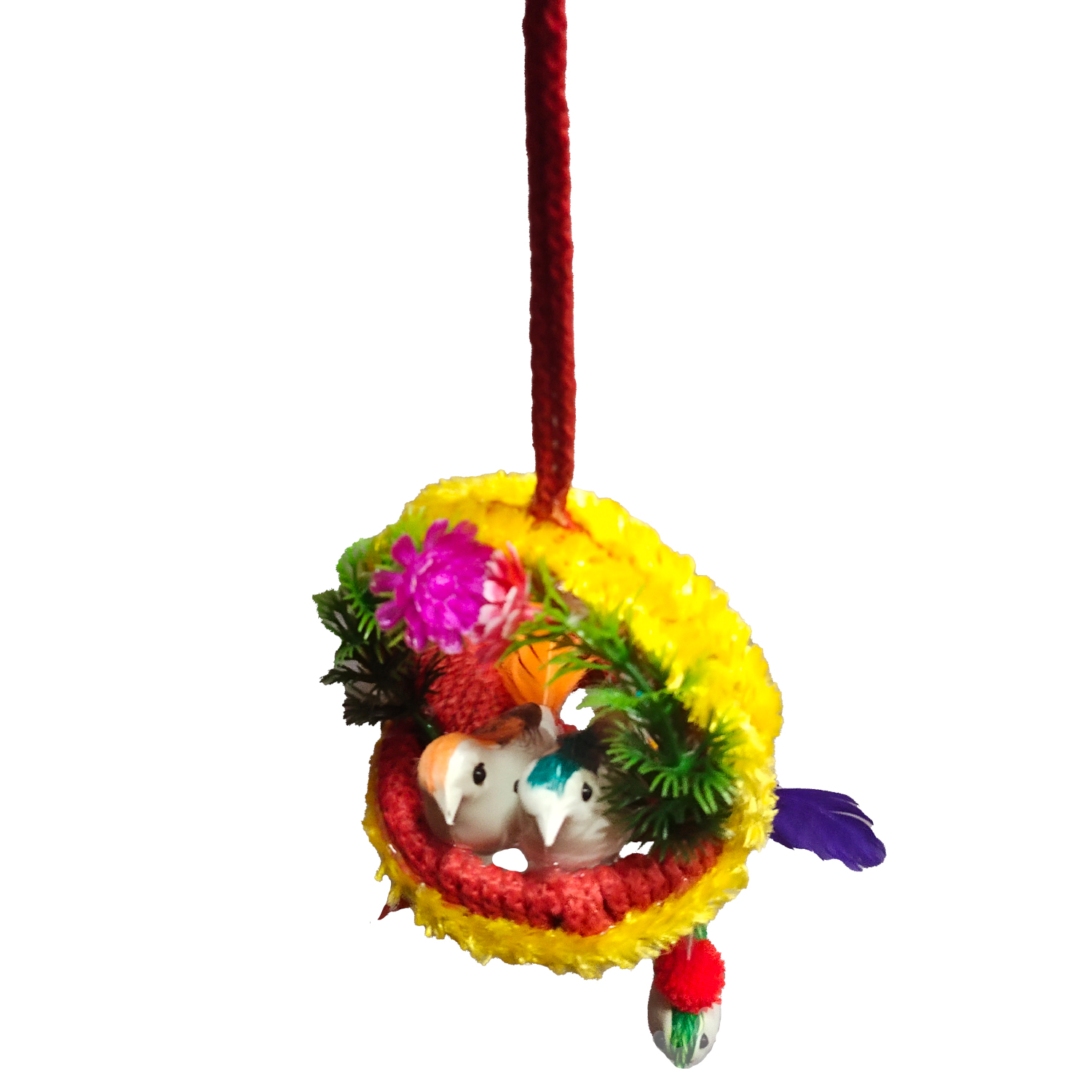 Handmade Hanging Bird Nest Wall Decor Pack of 2 | Artificial Birds Decorative Hanging for Home, Balcony & Living Room - Image 4