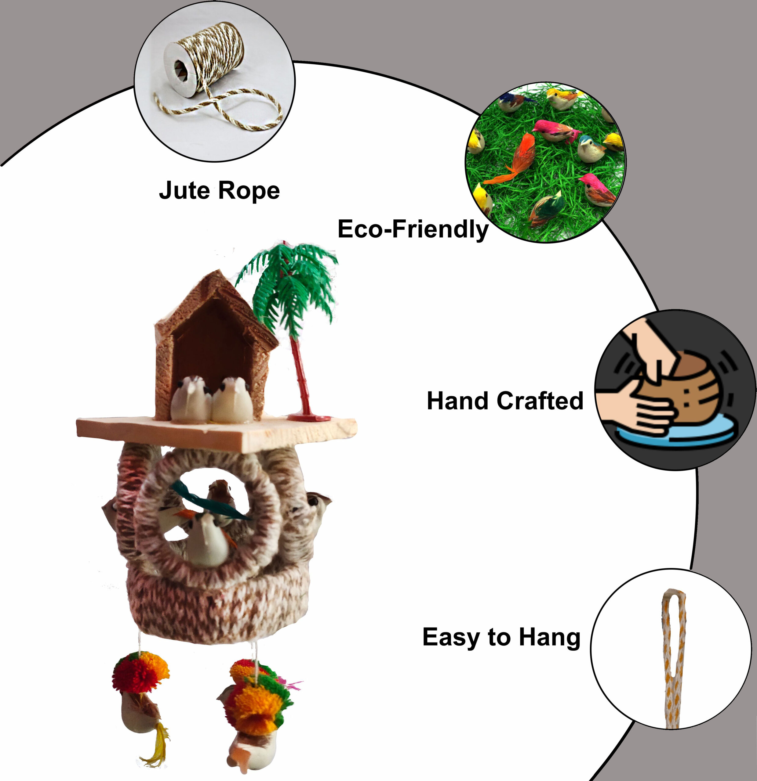 Handmade Hanging Bird House Wall Decor | Artificial Birds Nest Hanging for Home & Balcony Decoration - Image 4