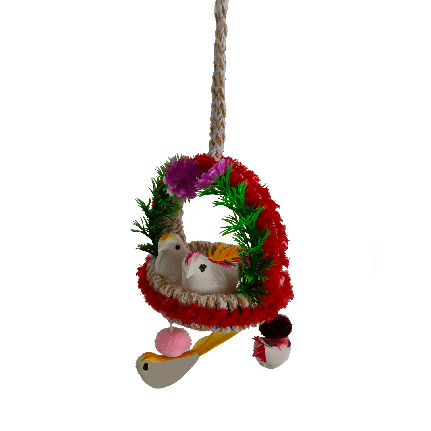 Handmade Hanging Bird Nest Wall Decor Pack of 2 | Artificial Birds Decorative Hanging for Home, Balcony & Living Room - Image 3