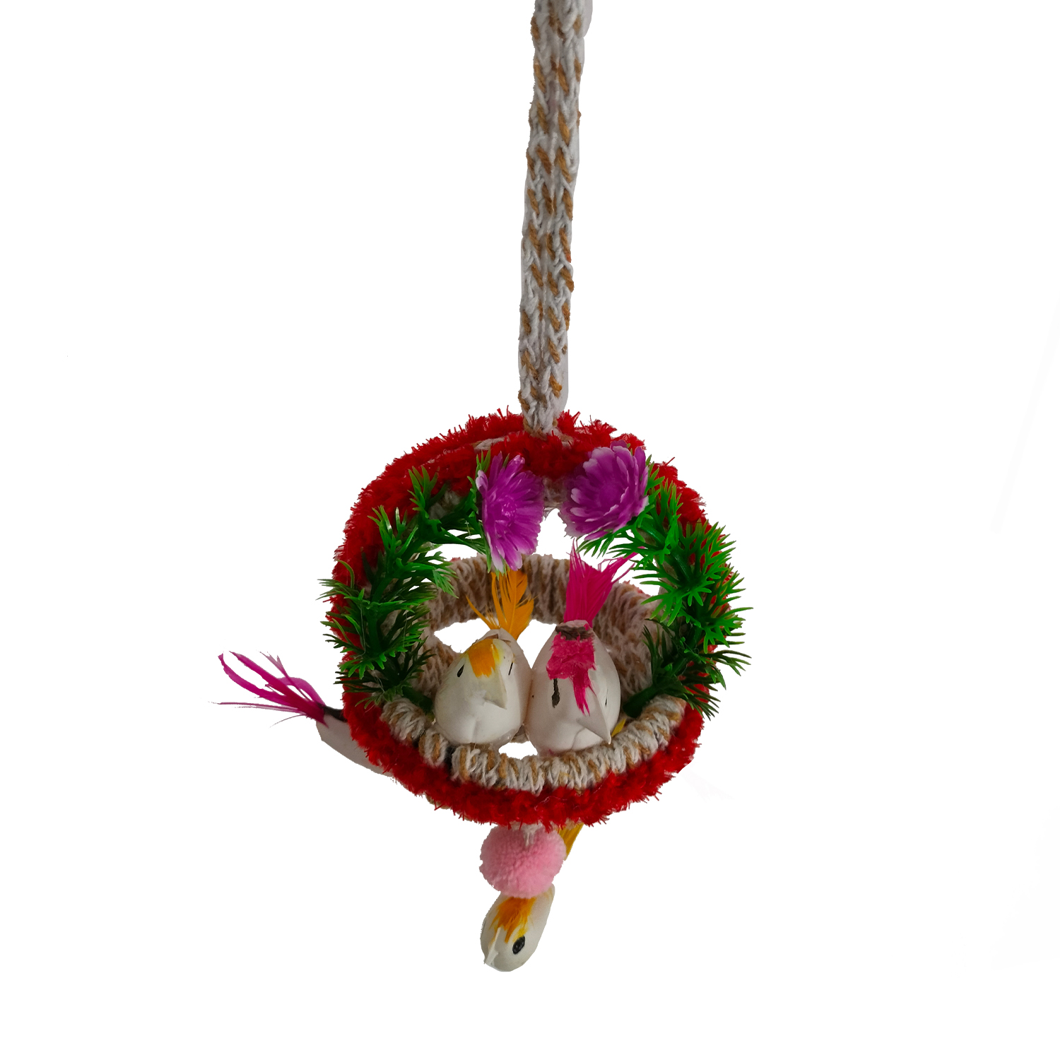 Handmade Hanging Bird Nest Wall Decor Pack of 2 | Artificial Birds Decorative Hanging for Home, Balcony & Living Room - Image 4