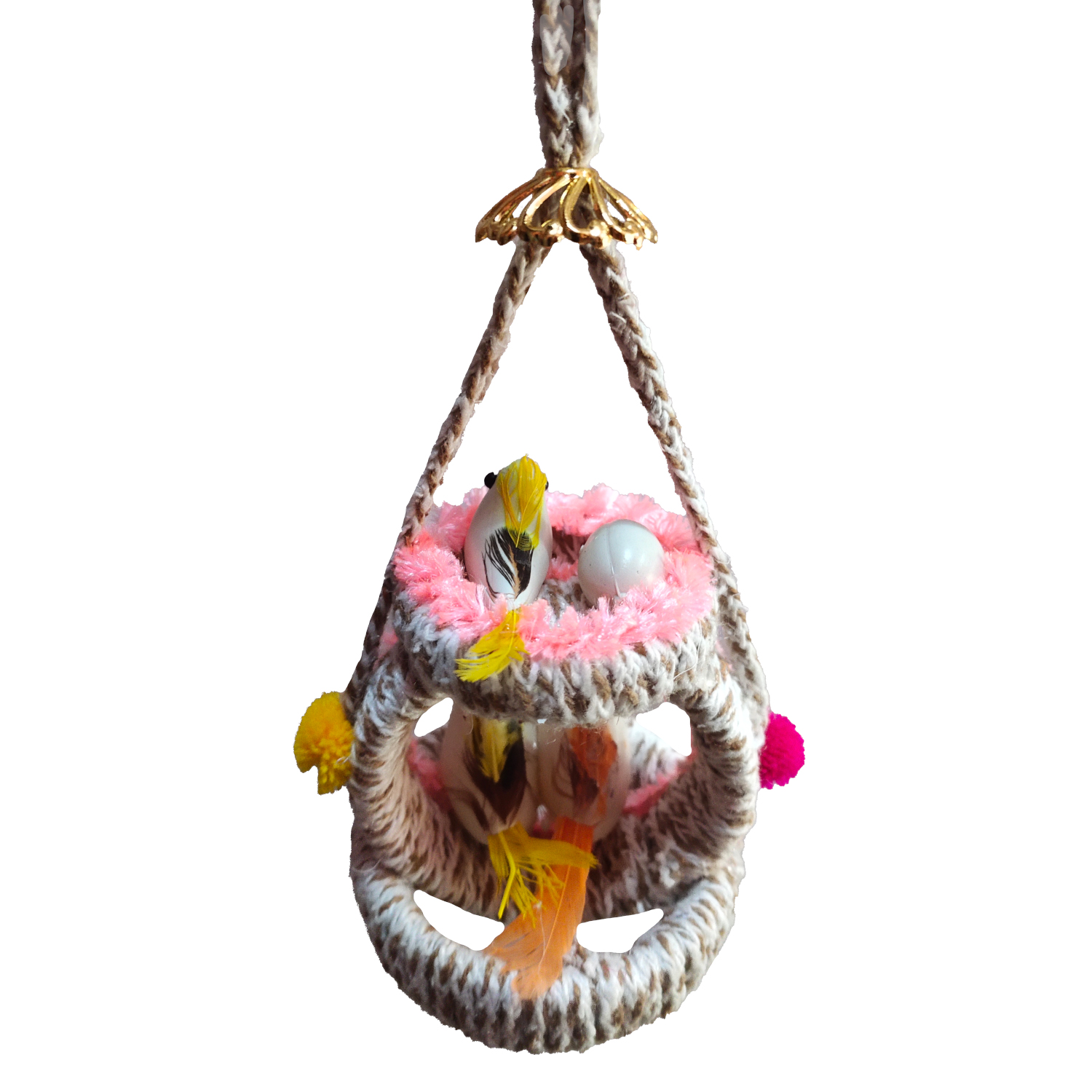 Handmade Hanging Bird Nest Wall Decor Combo Pack of 2 | Artificial Birds Decorative Hanging for Home, Balcony & Living Room - Image 2