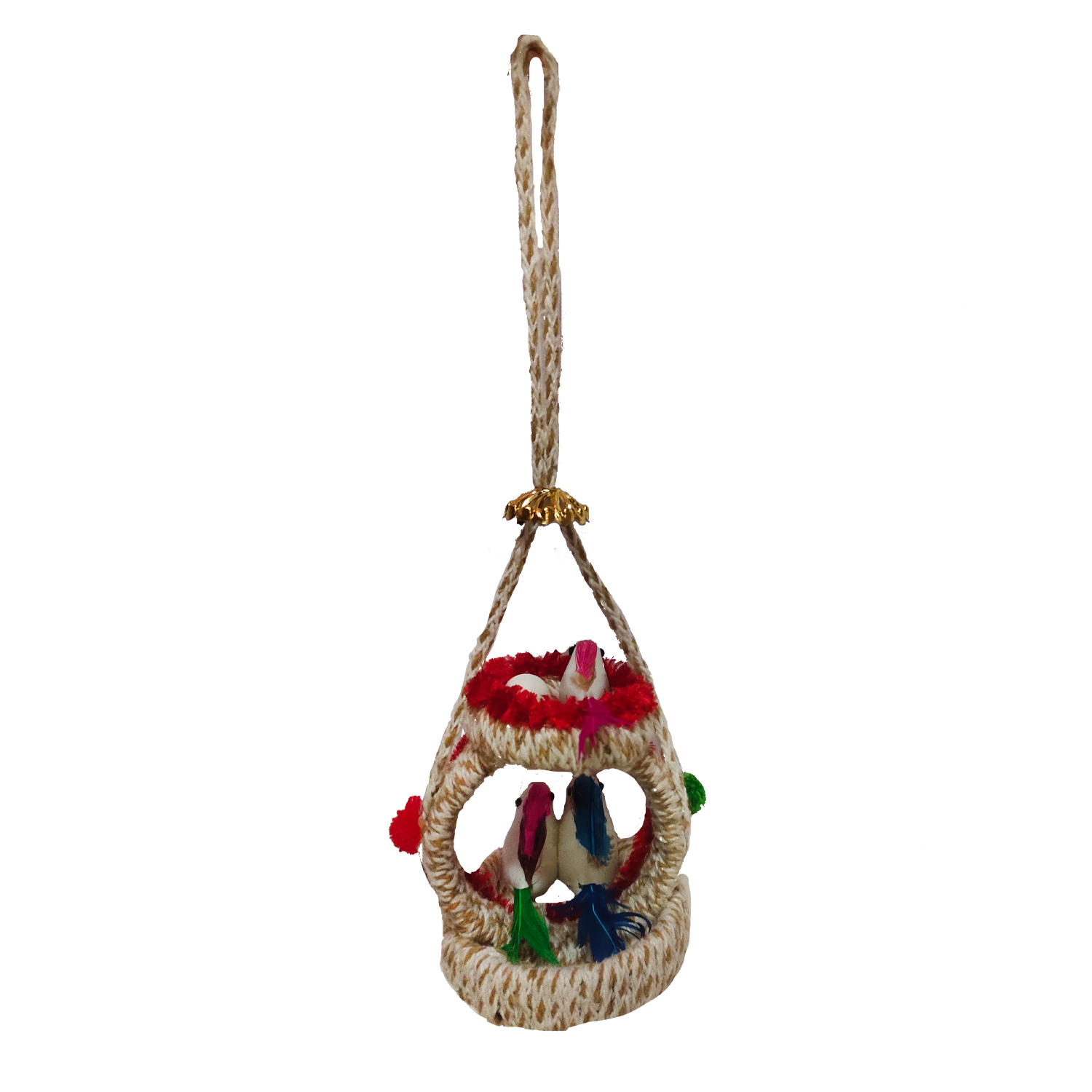 Handmade Hanging Bird Nest Wall Decor Combo Pack of 2 | Artificial Birds Decorative Hanging for Home, Balcony & Living Room - Image 4