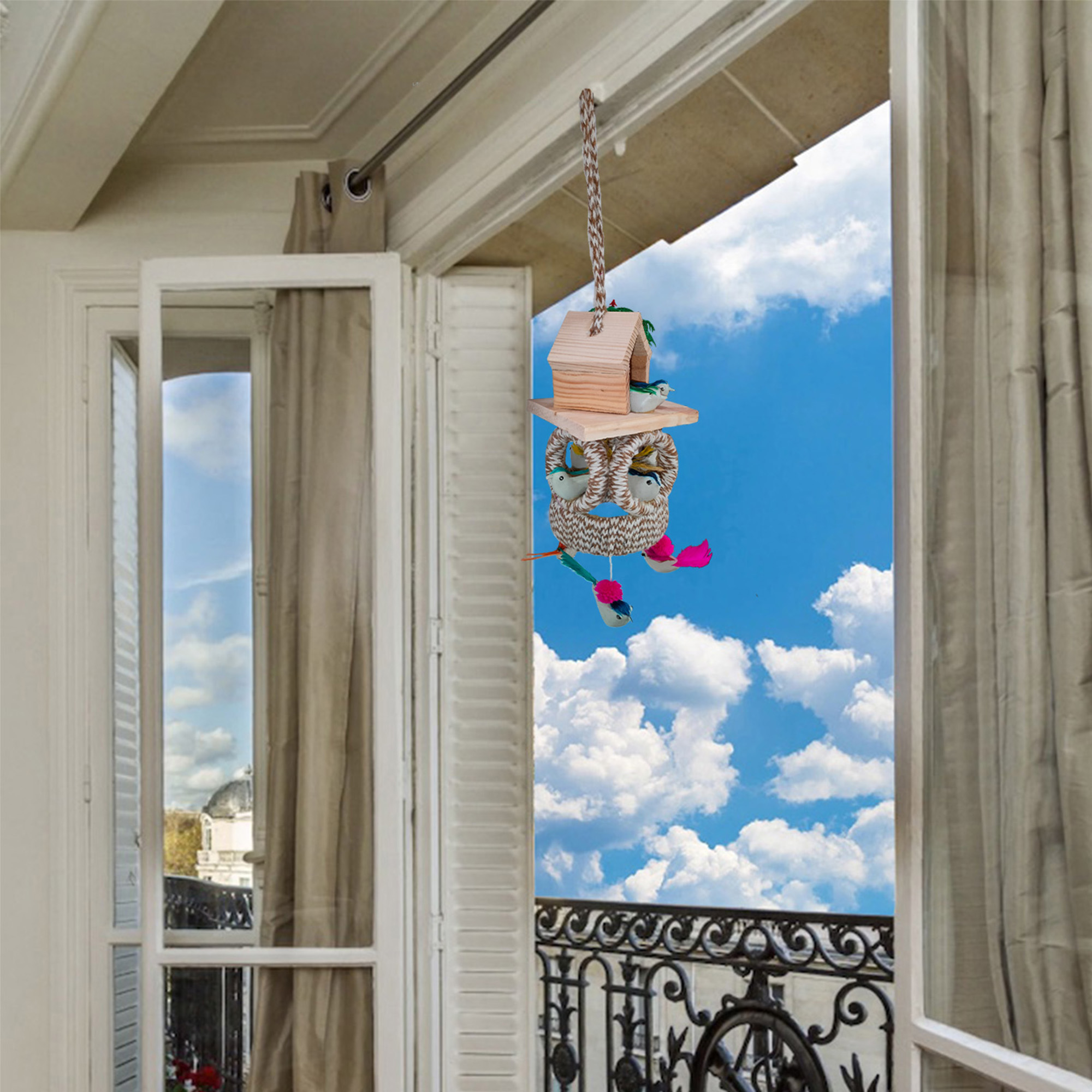 Handmade Hanging Bird House Wall Decor | Artificial Birds Nest Hanging for Home & Balcony Decoration - Image 2