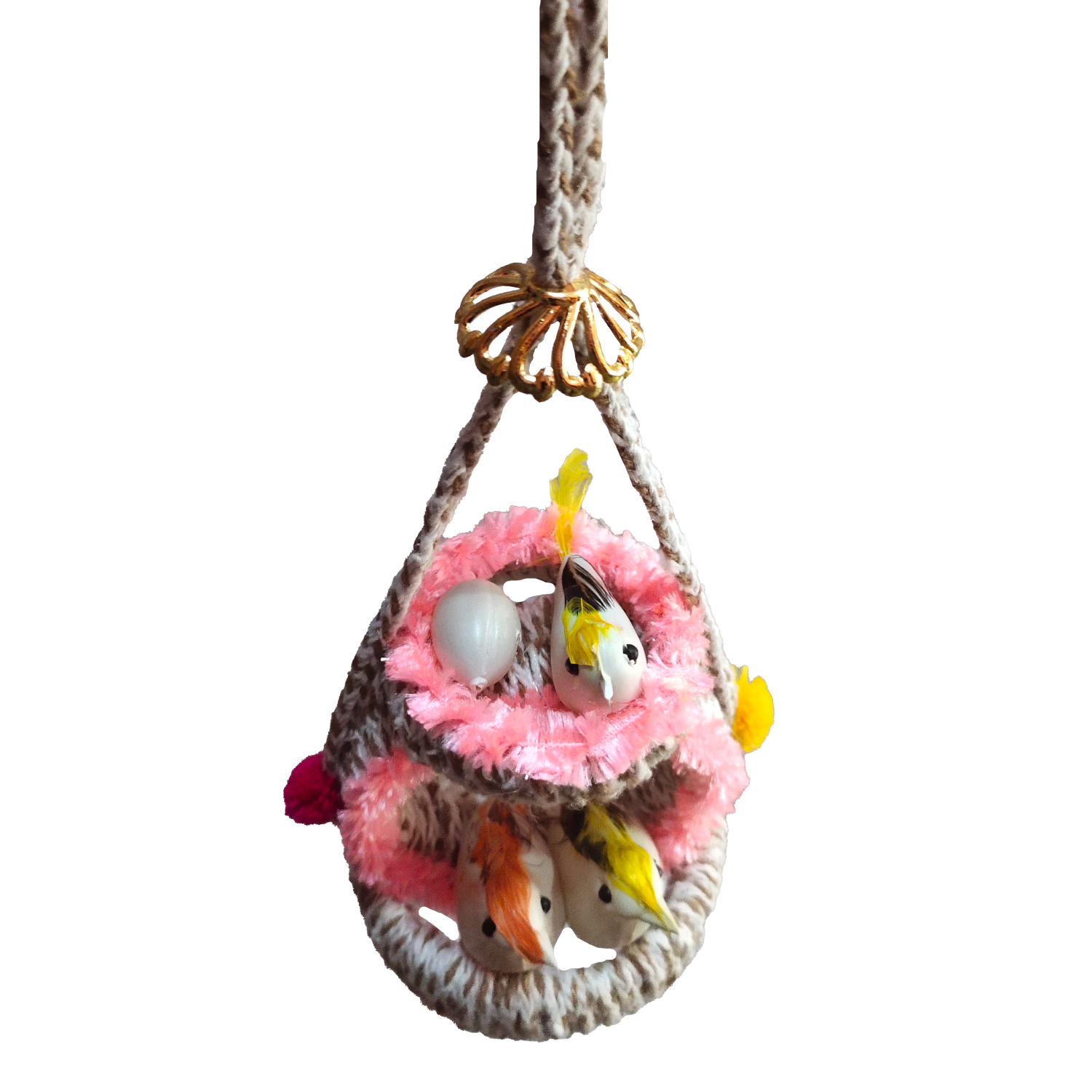 Handmade Hanging Bird Nest Wall Decor Combo Pack of 2 | Artificial Birds Decorative Hanging for Home, Balcony & Living Room - Image 5