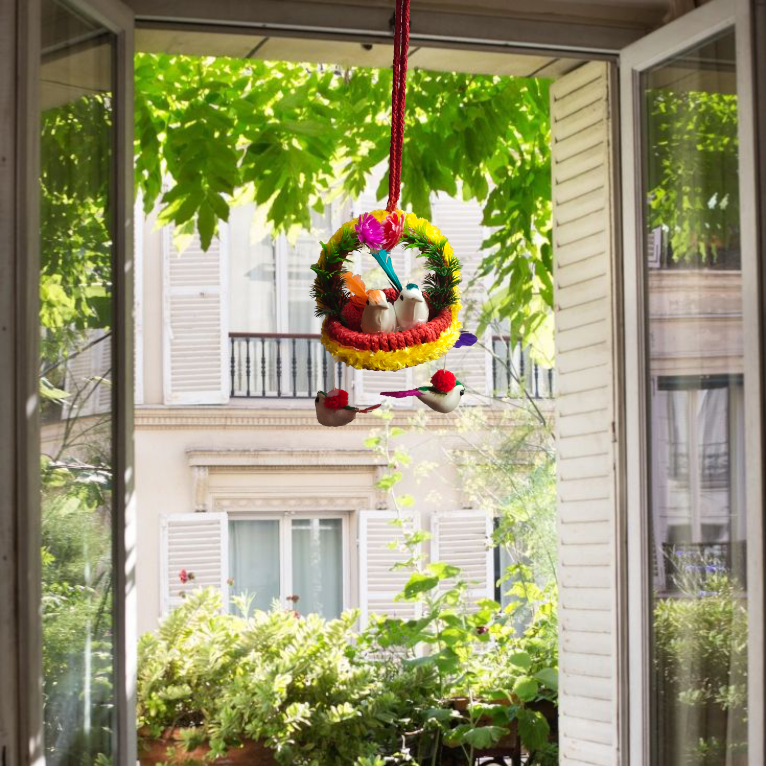 Handmade Hanging Bird Nest Wall Decor Pack of 2 | Artificial Birds Decorative Hanging for Home, Balcony & Living Room - Image 2