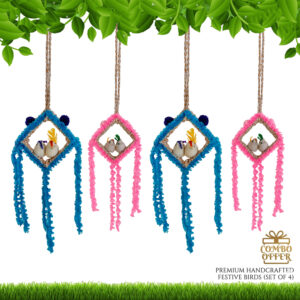 Handmade Hanging Bird Nest Decor for Home & Balcony | Decorative Jute Bird Hanging Wall Decor Combo Pack of 4