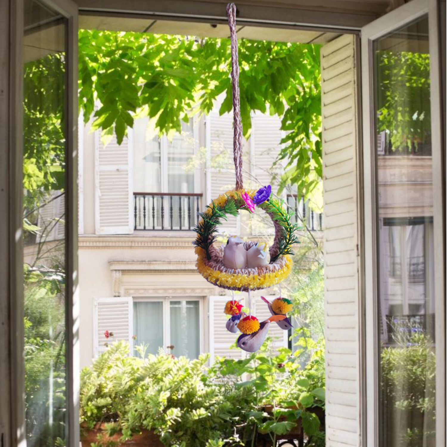Handmade Hanging Bird Nest Wall Decor Pack of 2 | Artificial Birds Decorative Hanging for Home, Balcony & Living Room - Image 3