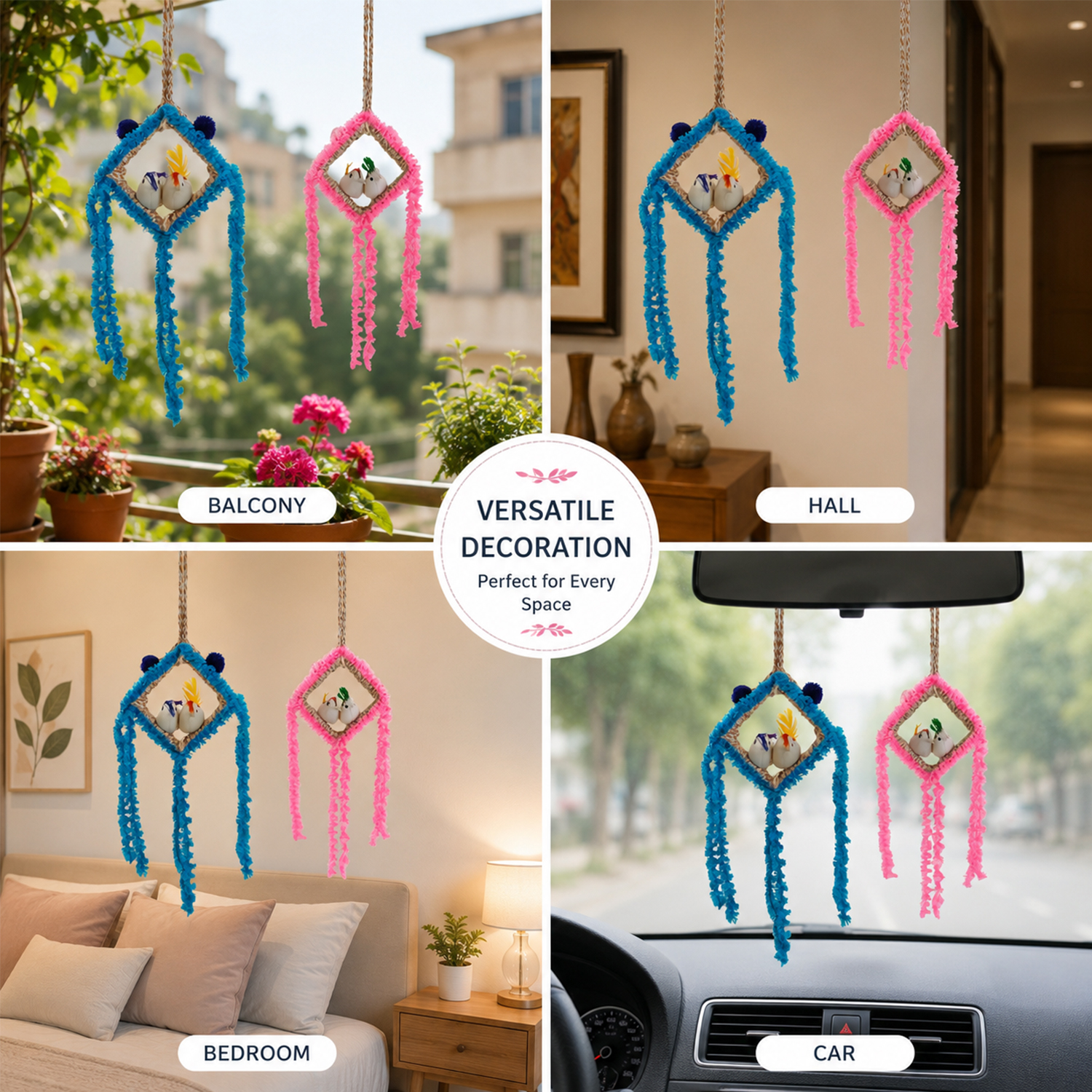 Handmade Hanging Bird Nest Decor for Home & Balcony | Decorative Jute Bird Hanging Wall Decor Combo Pack of 4 - Image 3