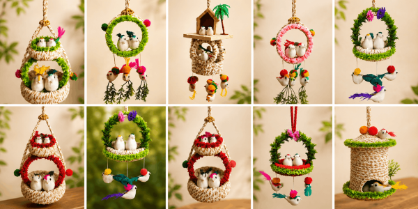 Decorative hanging bird nest wall décor for home interior and balcony styling